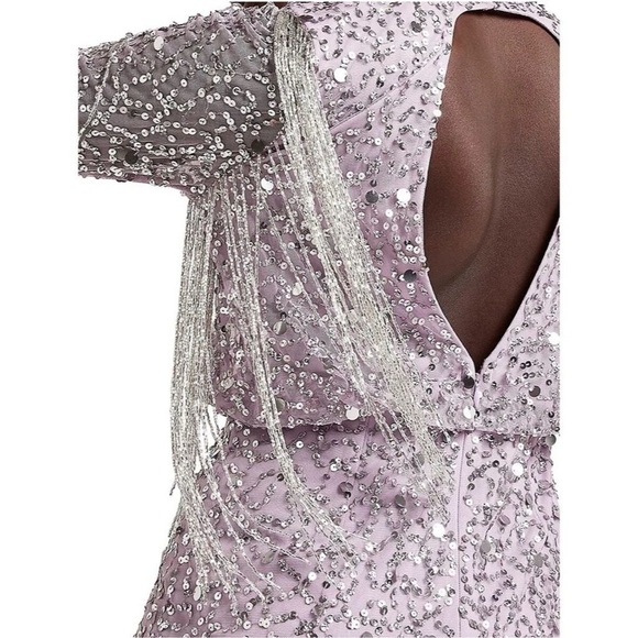 River Island Women's Purple Gray Sequin Tassel Mini Dress Size 8 Party - Picture 3 of 15